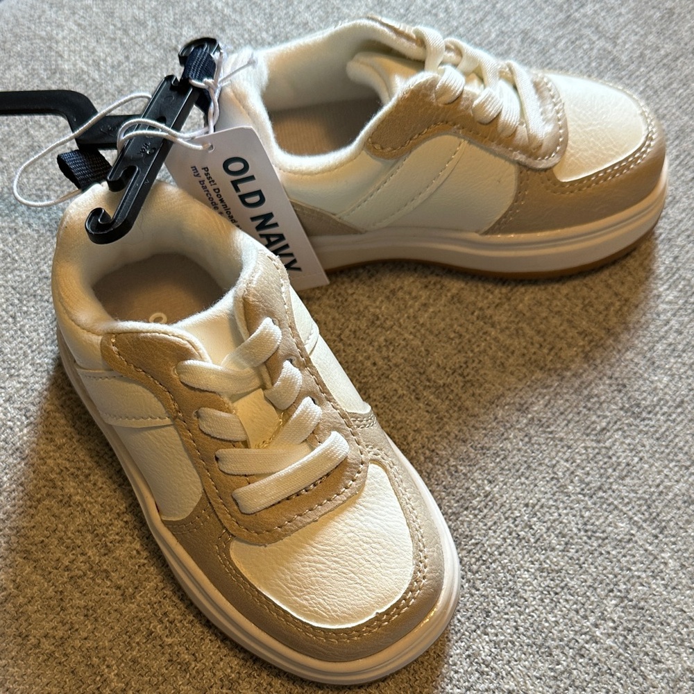 Old Navy Kids White & Cream Lace-Up Sneakers